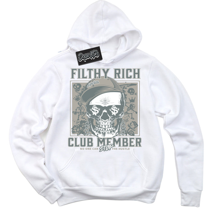 AJ9 Retro Cool Grey ‘Filthy Rich’ – White Streetwear Hoodie | Sneaker Matching sweatshirt for AJ9 Retro Cool Grey | Men's and Women's Streetwear Graphic Hoodie by Sneaker Shirts Outlet
