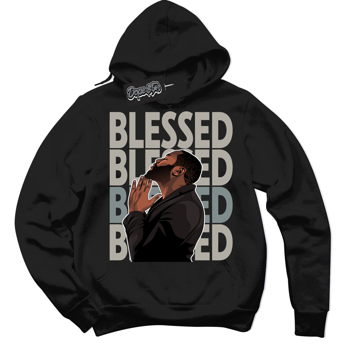 AJ9 Retro Cool Grey ‘God Blessed’ – Black Streetwear Hoodie | Sneaker Matching sweatshirt for AJ9 Retro Cool Grey | Men's and Women's Streetwear Graphic Hoodie by Sneaker Shirts Outlet
