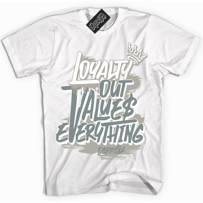 AJ9 Retro Cool Grey ‘Loyalty Out Values Everything’ – White Streetwear T-Shirt | Sneaker Matching shirt for AJ9 Retro Cool Grey | Men's and Women's Streetwear Graphic Tee by Sneaker Shirts Outlet.
