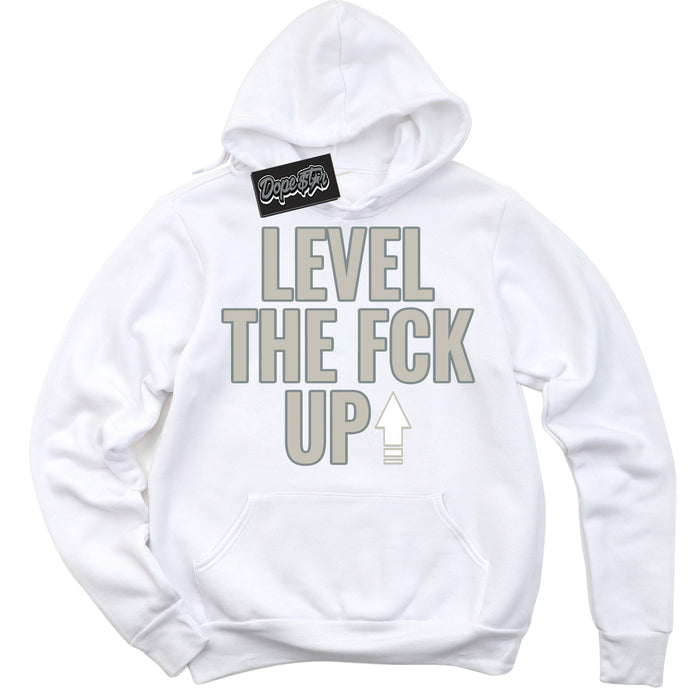 AJ9 Retro Cool Grey ‘Level The Fck Up’ – White Streetwear Hoodie | Sneaker Matching sweatshirt for AJ9 Retro Cool Grey | Men's and Women's Streetwear Graphic Hoodie by Sneaker Shirts Outlet
