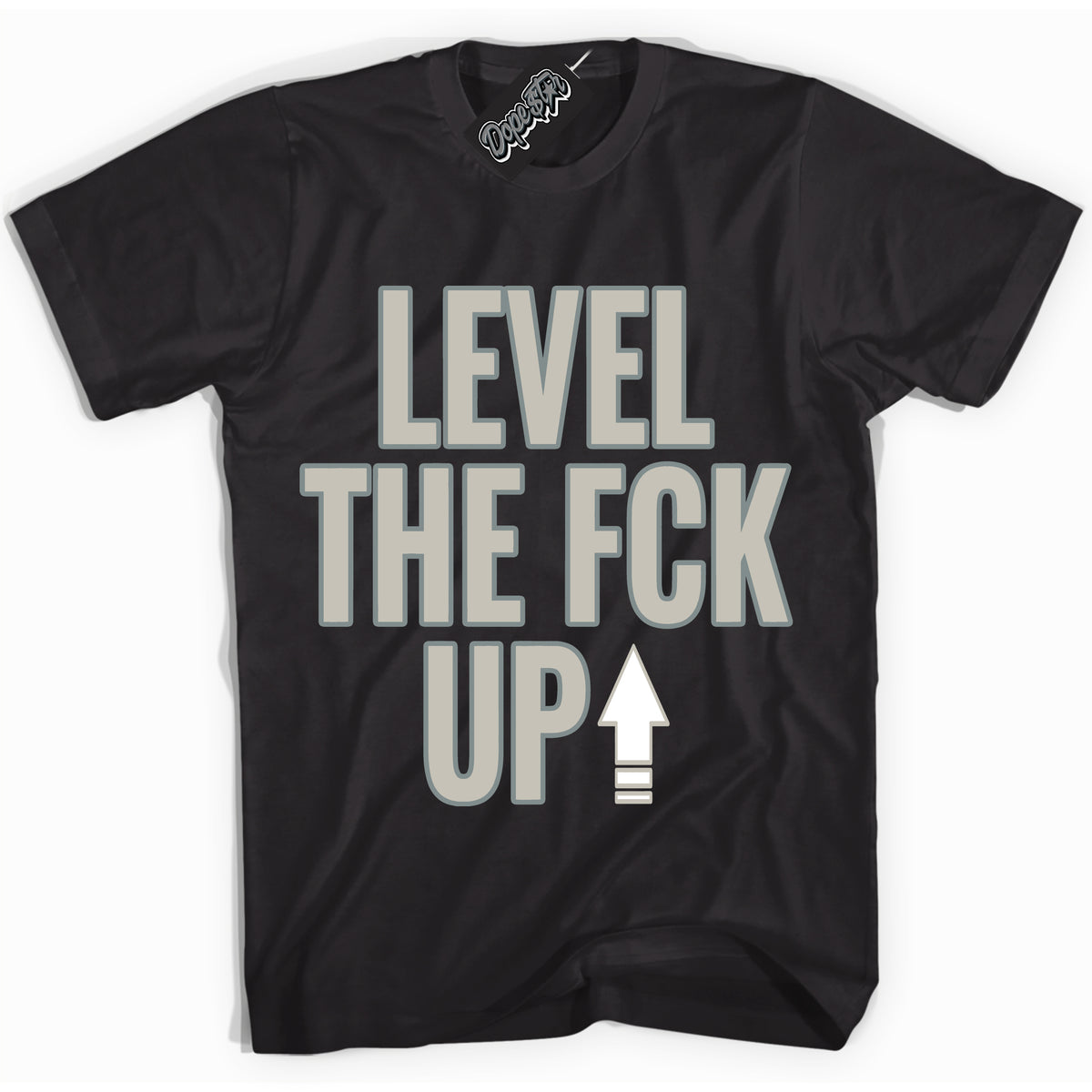 AJ9 Retro Cool Grey ‘Level The Fck Up’ – Black Streetwear T-Shirt | Sneaker Matching shirt for AJ9 Retro Cool Grey | Men's and Women's Streetwear Graphic Tee by Sneaker Shirts Outlet.
