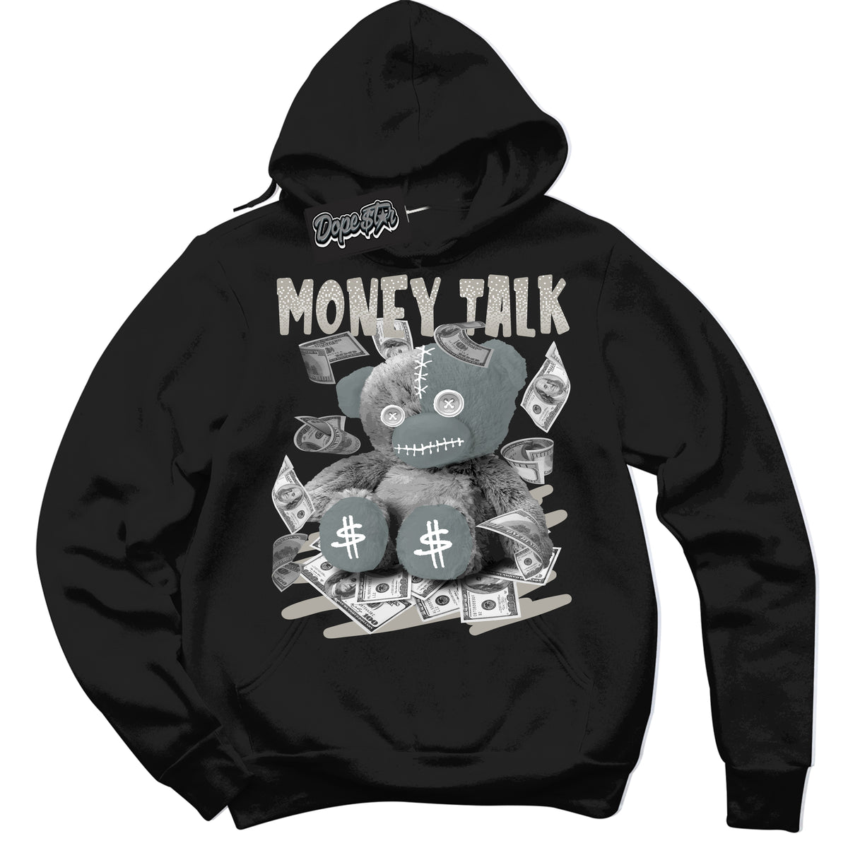 AJ9 Retro Cool Grey ‘Money Talk Bear’ – Black Streetwear Hoodie | Sneaker Matching sweatshirt for AJ9 Retro Cool Grey | Men's and Women's Streetwear Graphic Hoodie by Sneaker Shirts Outlet
