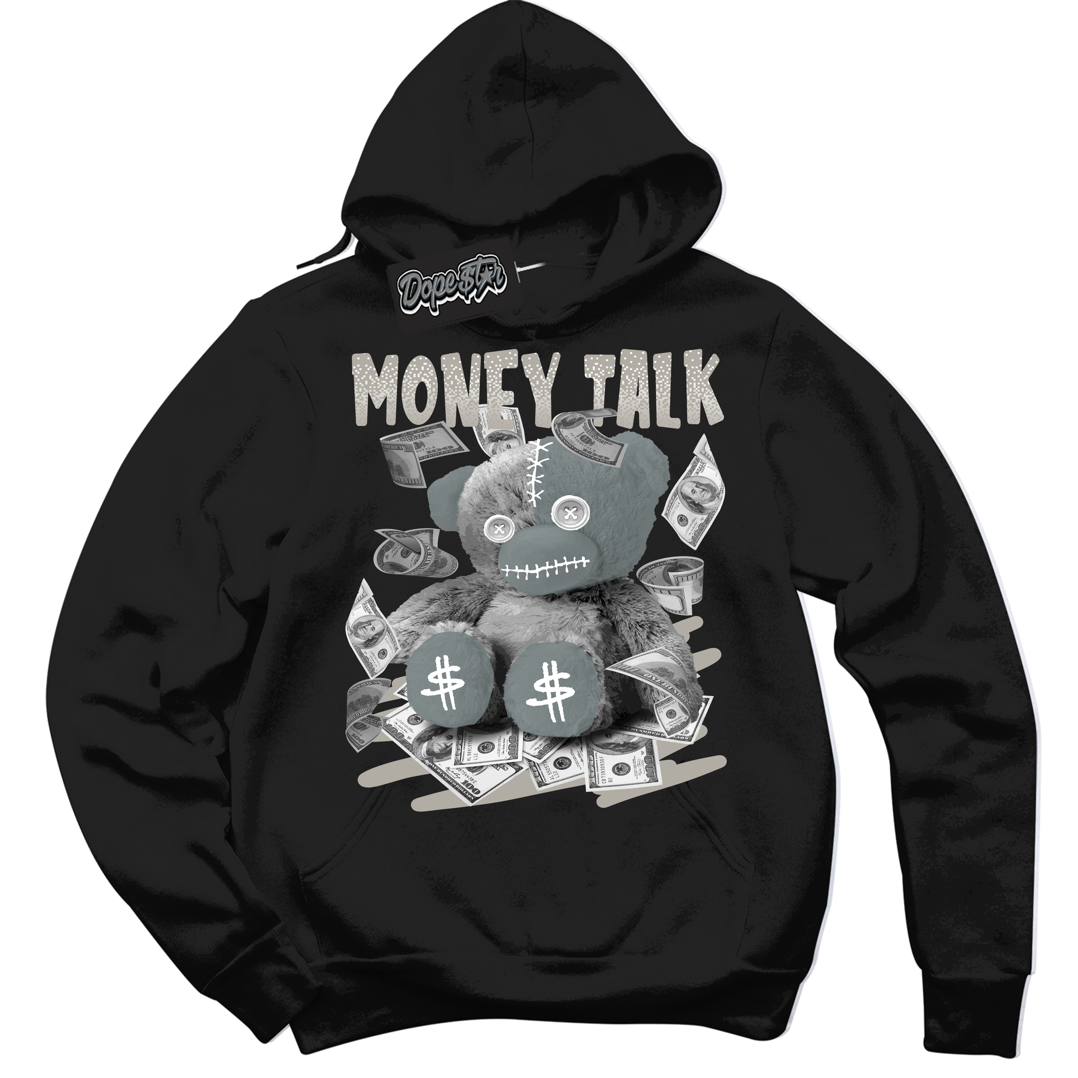 AJ9 Retro Cool Grey ‘Money Talk Bear’ – Black Streetwear Hoodie | Sneaker Matching sweatshirt for AJ9 Retro Cool Grey | Men's and Women's Streetwear Graphic Hoodie by Sneaker Shirts Outlet
