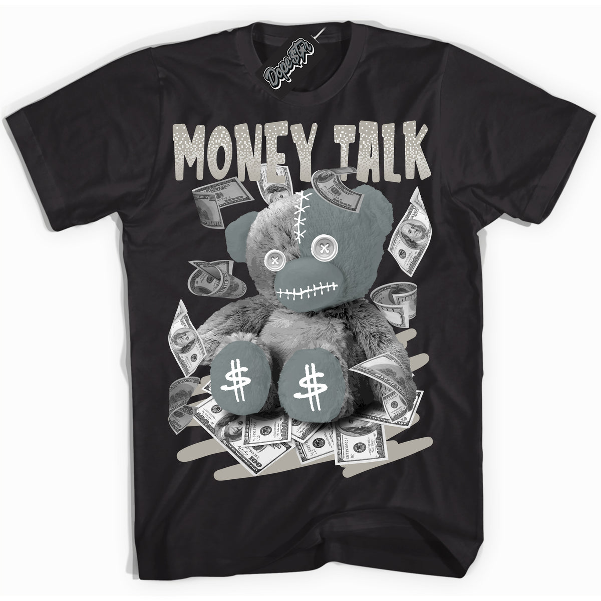AJ9 Retro Cool Grey ‘Money Talk Bear’ – Black Streetwear T-Shirt | Sneaker Matching shirt for AJ9 Retro Cool Grey | Men's and Women's Streetwear Graphic Tee by Sneaker Shirts Outlet.
