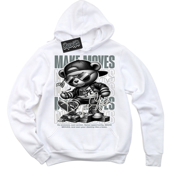 AJ9 Retro Cool Grey ‘Make Moves’ – White Streetwear Hoodie | Sneaker Matching sweatshirt for AJ9 Retro Cool Grey | Men's and Women's Streetwear Graphic Hoodie by Sneaker Shirts Outlet
