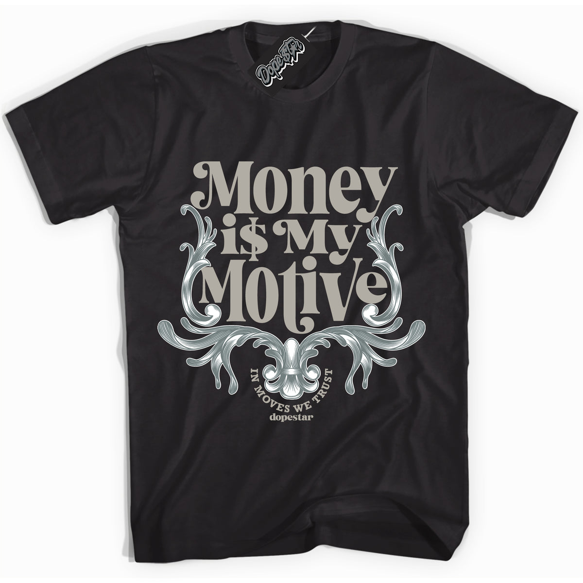 AJ9 Retro Cool Grey ‘Money Is My Motive’ – Black Streetwear T-Shirt | Sneaker Matching shirt for AJ9 Retro Cool Grey | Men's and Women's Streetwear Graphic Tee by Sneaker Shirts Outlet.
