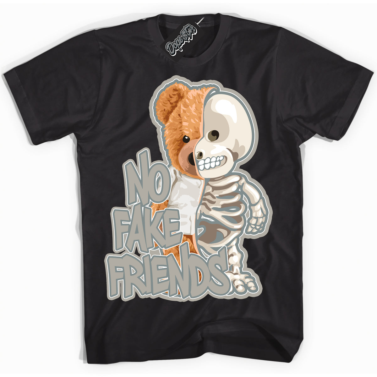 AJ9 Retro Cool Grey ‘No Fake Friends’ – Black Streetwear T-Shirt | Sneaker Matching shirt for AJ9 Retro Cool Grey | Men's and Women's Streetwear Graphic Tee by Sneaker Shirts Outlet.
