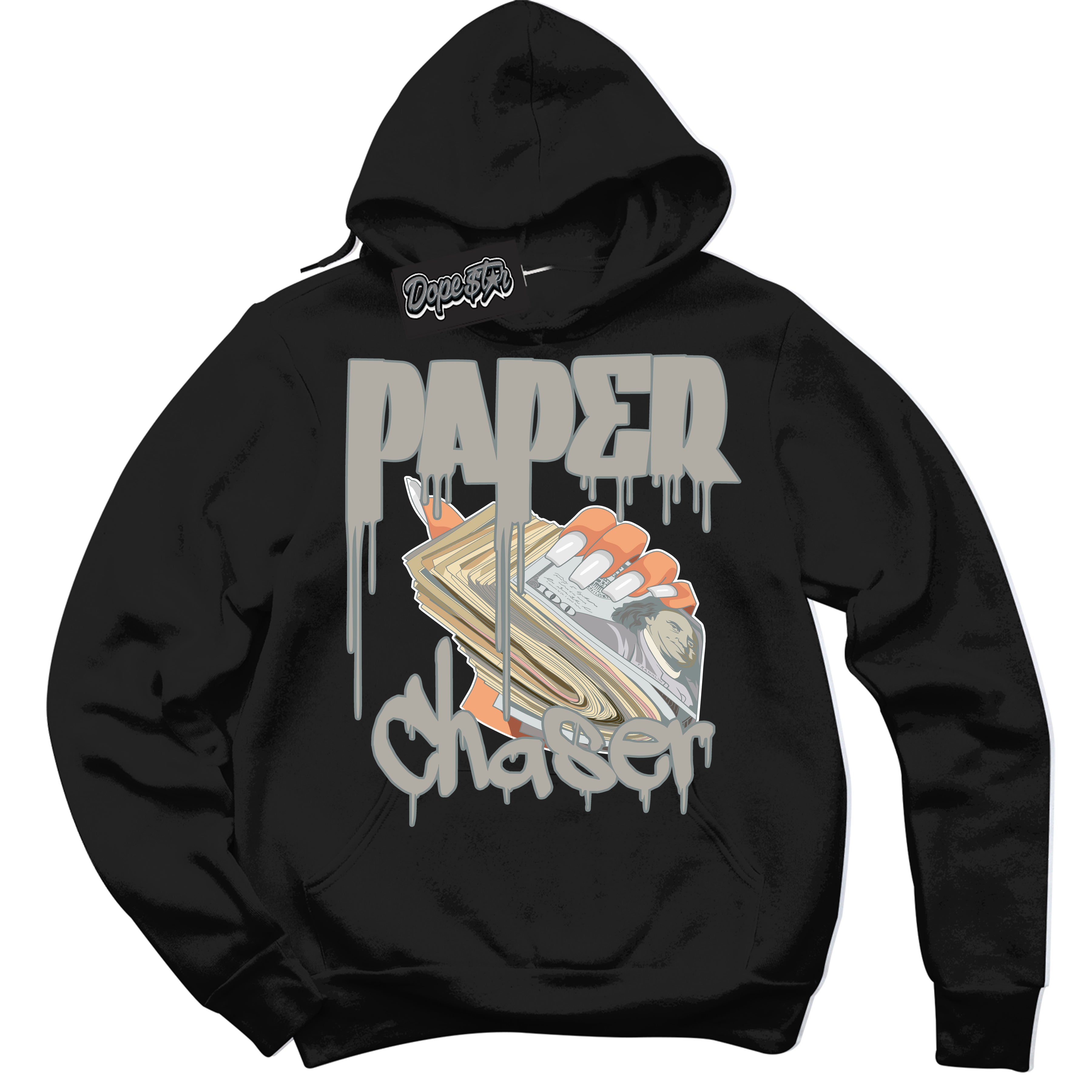 AJ9 Retro Cool Grey ‘Paper Chaser’ – Black Streetwear Hoodie | Sneaker Matching sweatshirt for AJ9 Retro Cool Grey | Men's and Women's Streetwear Graphic Hoodie by Sneaker Shirts Outlet