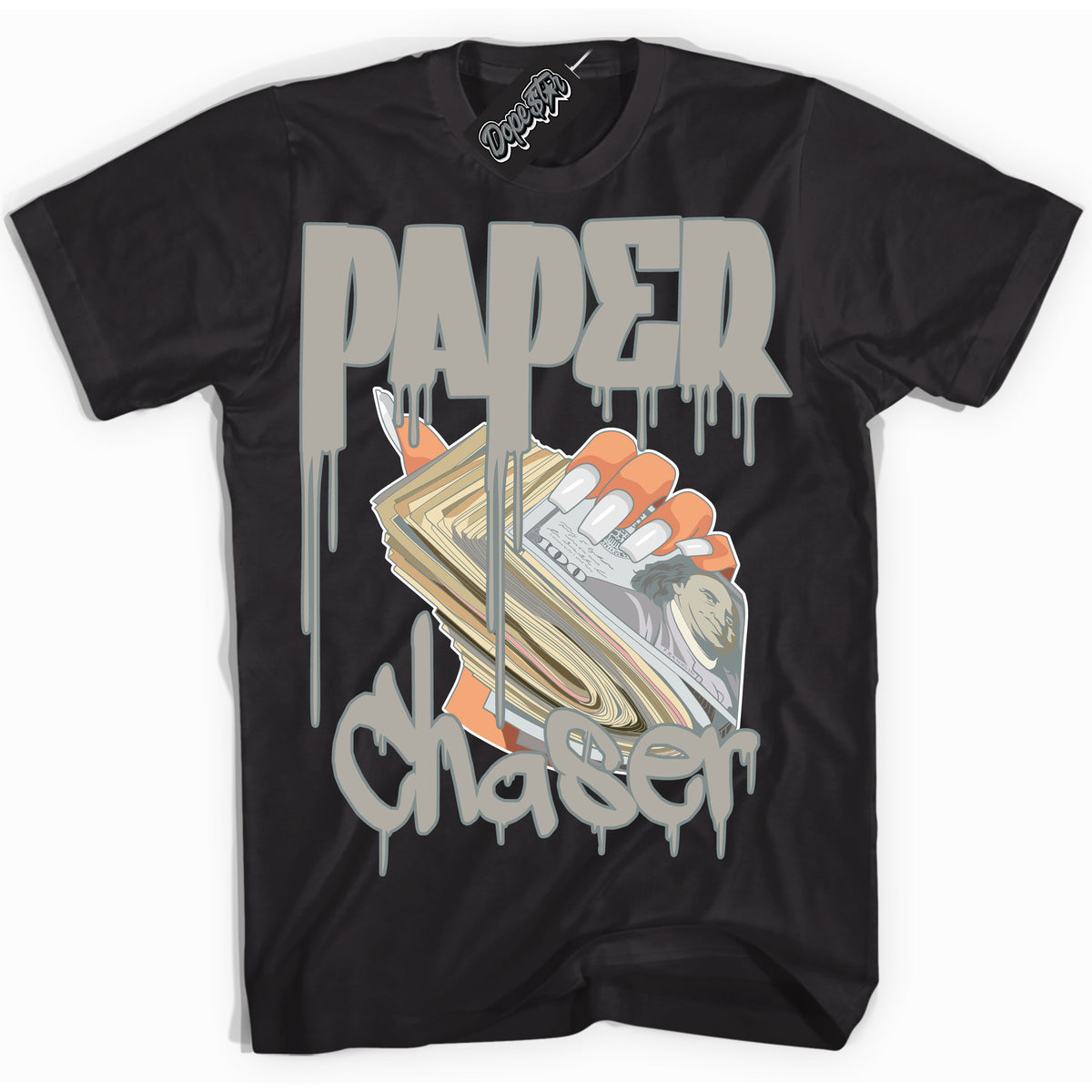 AJ9 Retro Cool Grey ‘Paper Chaser’ – Black Streetwear T-Shirt | Sneaker Matching shirt for AJ9 Retro Cool Grey | Men's and Women's Streetwear Graphic Tee by Sneaker Shirts Outlet.