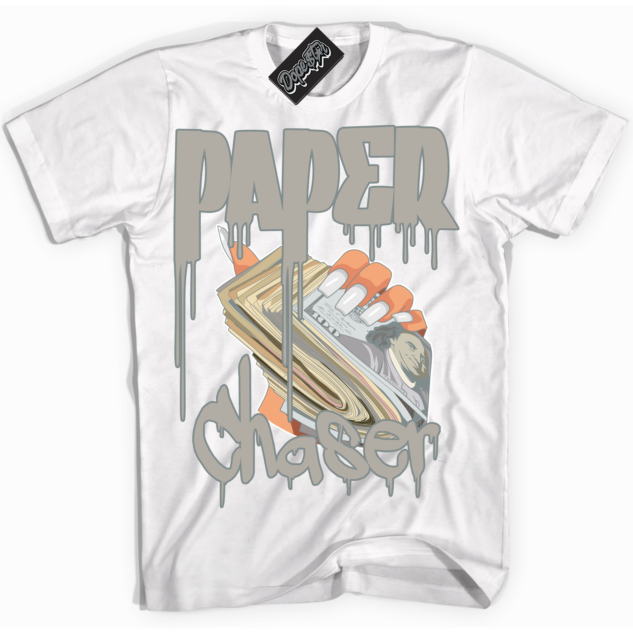 AJ9 Retro Cool Grey ‘Paper Chaser’ – White Streetwear T-Shirt | Sneaker Matching shirt for AJ9 Retro Cool Grey | Men's and Women's Streetwear Graphic Tee by Sneaker Shirts Outlet.
