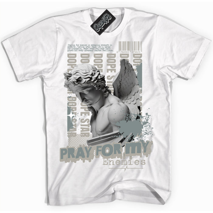 AJ9 Retro Cool Grey ‘Pray Enemies’ – White Streetwear T-Shirt | Sneaker Matching shirt for AJ9 Retro Cool Grey | Men's and Women's Streetwear Graphic Tee by Sneaker Shirts Outlet.
