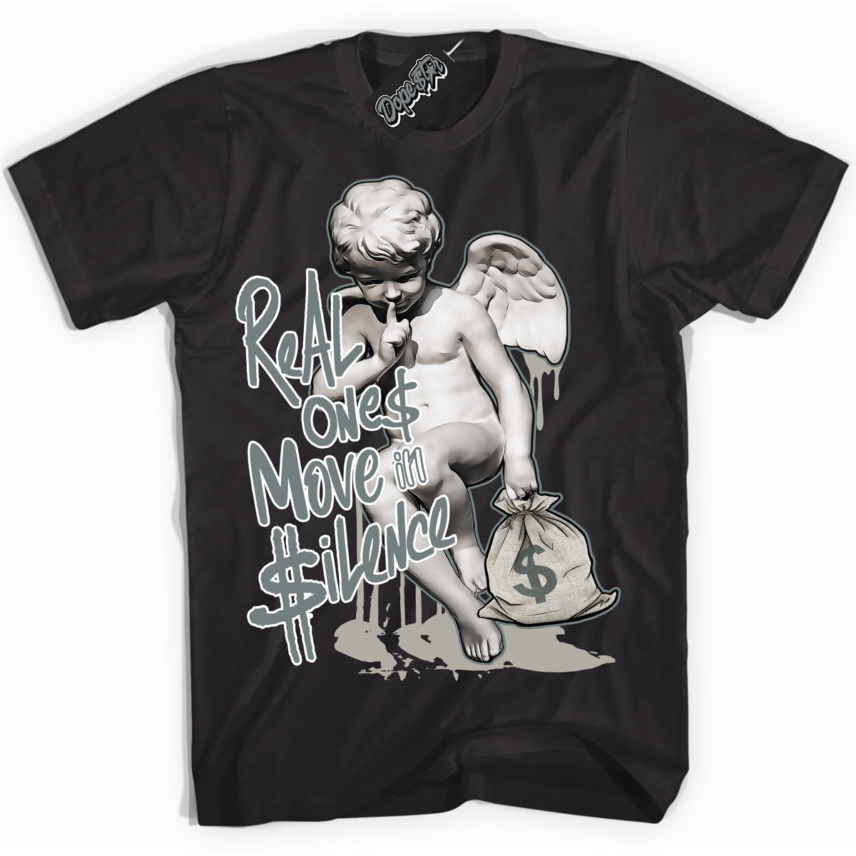 AJ9 Retro Cool Grey ‘Real Ones Cherub’ – Black Streetwear T-Shirt | Sneaker Matching shirt for AJ9 Retro Cool Grey | Men's and Women's Streetwear Graphic Tee by Sneaker Shirts Outlet.
