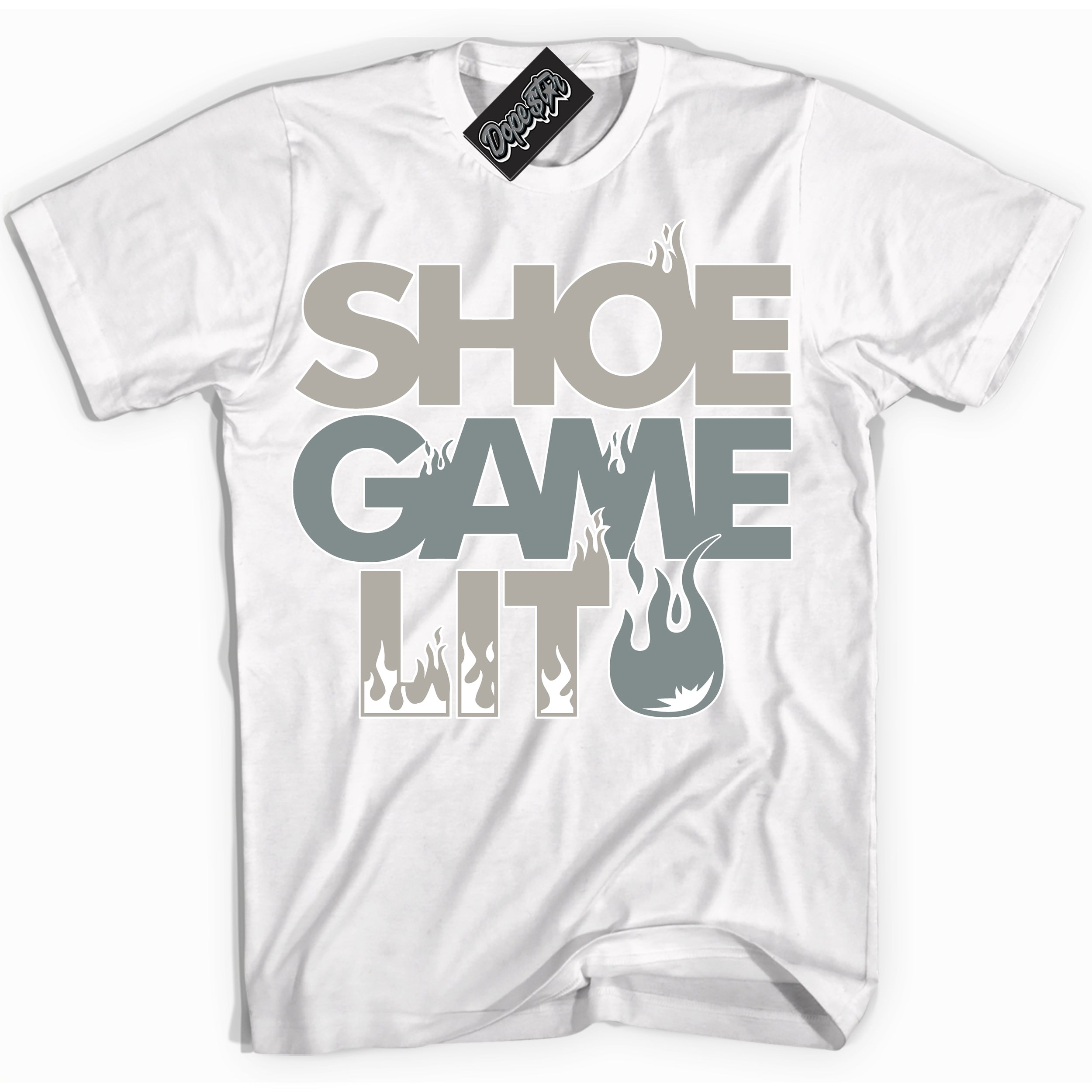 AJ9 Retro Cool Grey ‘Shoe Game Lit’ – White Streetwear T-Shirt | Sneaker Matching shirt for AJ9 Retro Cool Grey | Men's and Women's Streetwear Graphic Tee by Sneaker Shirts Outlet.
