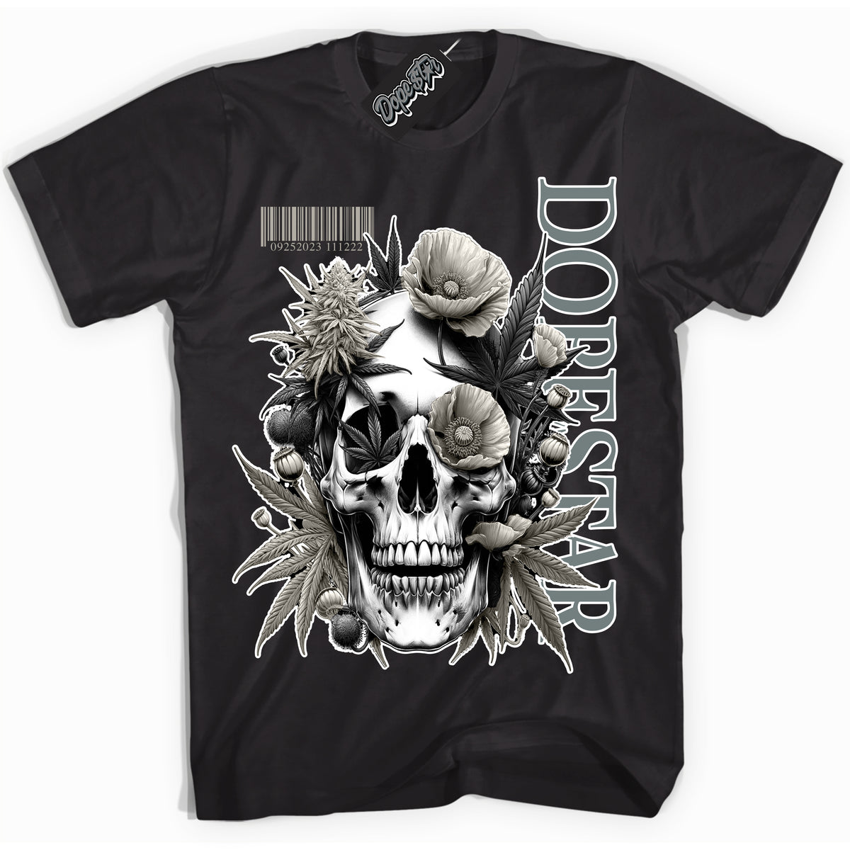 AJ9 Retro Cool Grey ‘Skull Poppies’ – Black Streetwear T-Shirt | Sneaker Matching shirt for AJ9 Retro Cool Grey | Men's and Women's Streetwear Graphic Tee by Sneaker Shirts Outlet.
