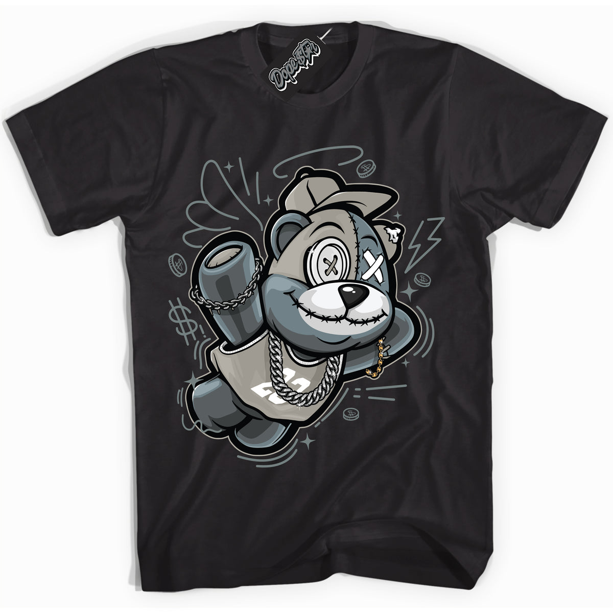 AJ9 Retro Cool Grey ‘Slam Dunk Bear’ – Black Streetwear T-Shirt | Sneaker Matching shirt for AJ9 Retro Cool Grey | Men's and Women's Streetwear Graphic Tee by Sneaker Shirts Outlet.
