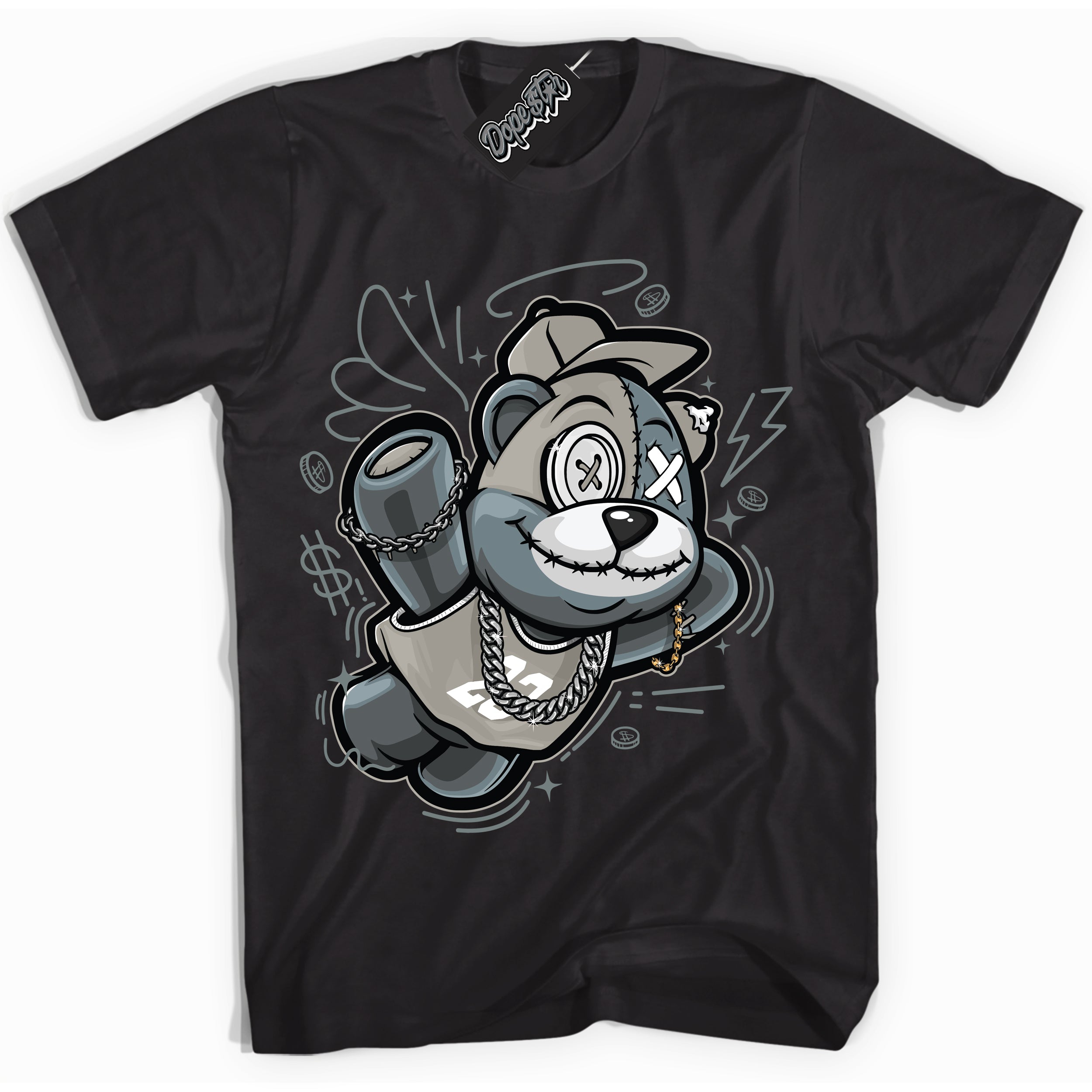 AJ9 Retro Cool Grey ‘Slam Dunk Bear’ – Black Streetwear T-Shirt | Sneaker Matching shirt for AJ9 Retro Cool Grey | Men's and Women's Streetwear Graphic Tee by Sneaker Shirts Outlet.
