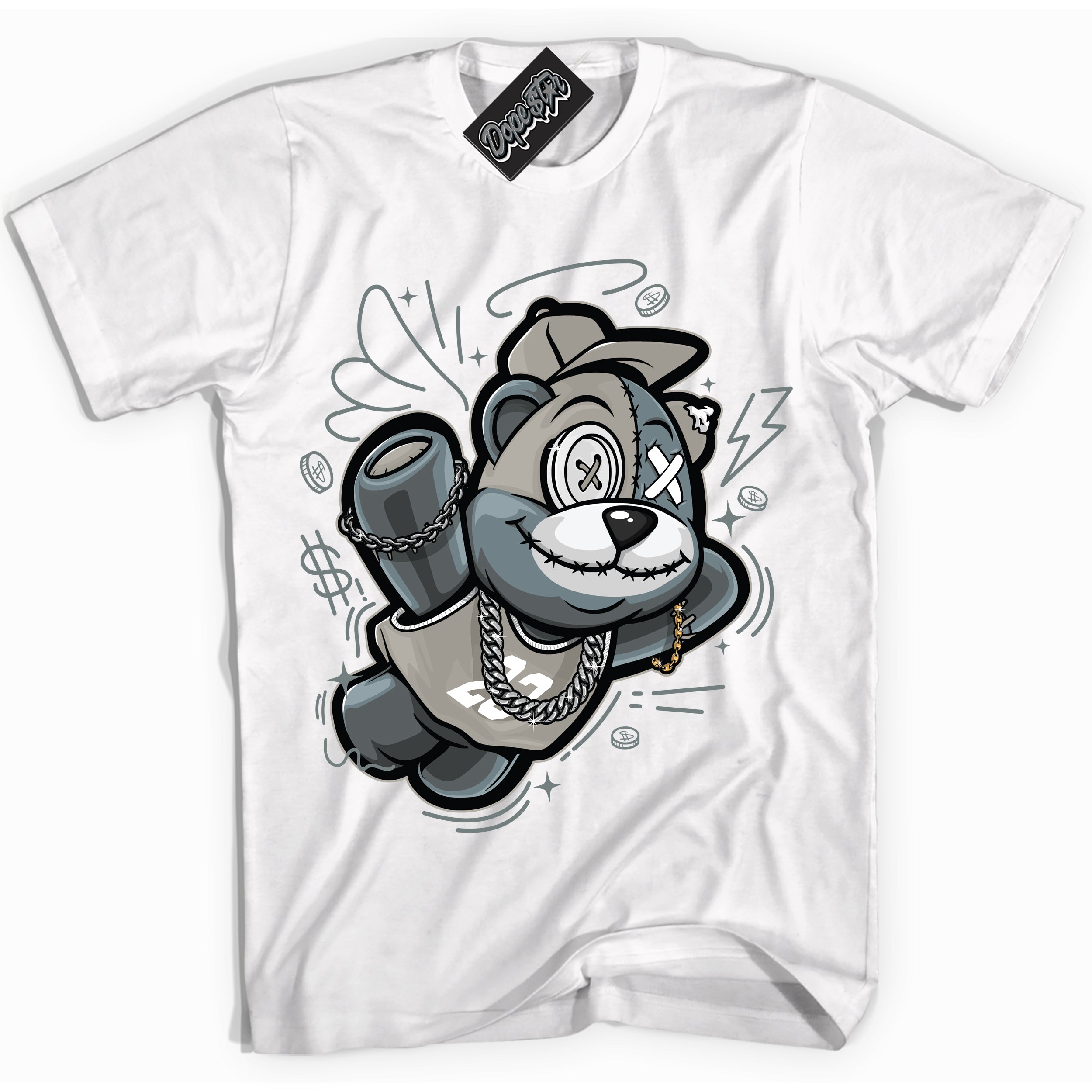 AJ9 Retro Cool Grey ‘Slam Dunk Bear’ – White Streetwear T-Shirt | Sneaker Matching shirt for AJ9 Retro Cool Grey | Men's and Women's Streetwear Graphic Tee by Sneaker Shirts Outlet.
