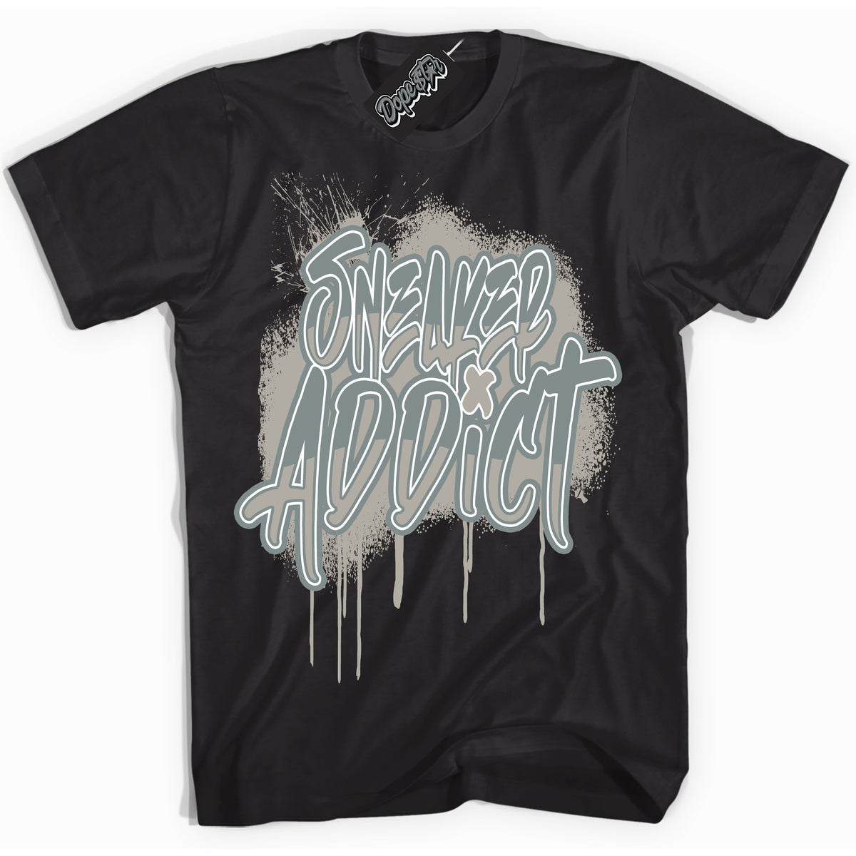 AJ9 Retro Cool Grey ‘Sneaker Addict’ – Black Streetwear T-Shirt | Sneaker Matching shirt for AJ9 Retro Cool Grey | Men's and Women's Streetwear Graphic Tee by Sneaker Shirts Outlet.
