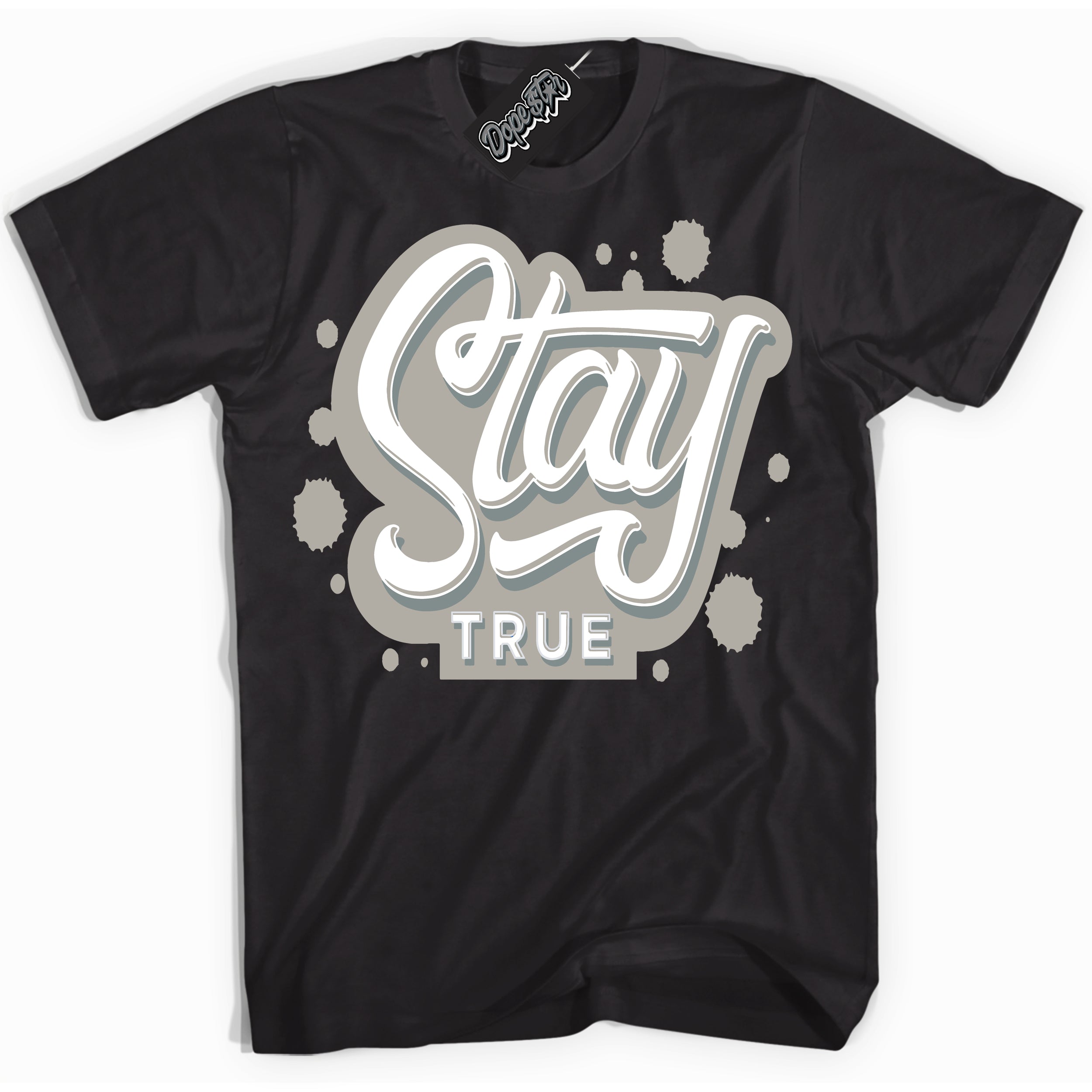 AJ9 Retro Cool Grey ‘Stay True’ – Black Streetwear T-Shirt | Sneaker Matching shirt for AJ9 Retro Cool Grey | Men's and Women's Streetwear Graphic Tee by Sneaker Shirts Outlet.
