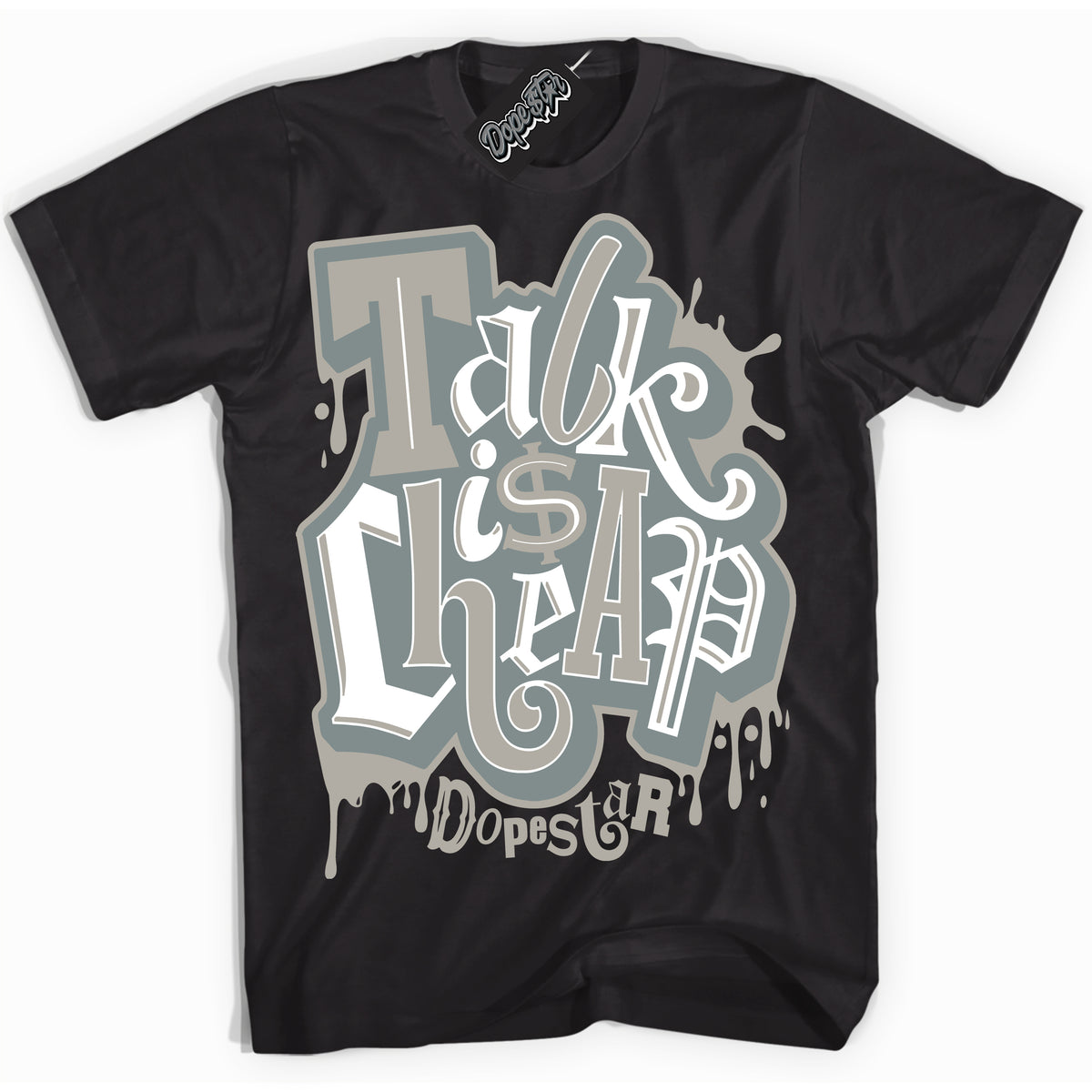 AJ9 Retro Cool Grey ‘Talk Is Cheap’ – Black Streetwear T-Shirt | Sneaker Matching shirt for AJ9 Retro Cool Grey | Men's and Women's Streetwear Graphic Tee by Sneaker Shirts Outlet.

