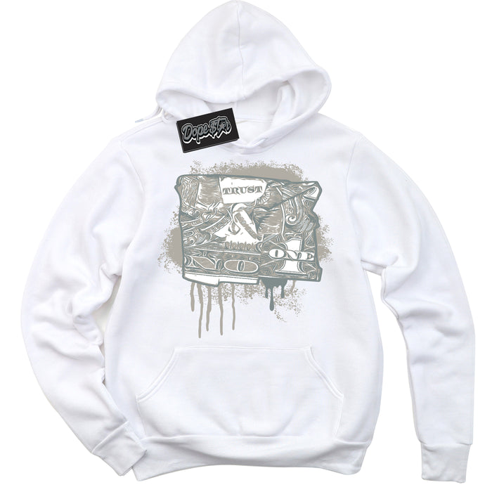 AJ9 Retro Cool Grey ‘Trust No One Dollar’ – White Streetwear Hoodie | Sneaker Matching sweatshirt for AJ9 Retro Cool Grey | Men's and Women's Streetwear Graphic Hoodie by Sneaker Shirts Outlet
