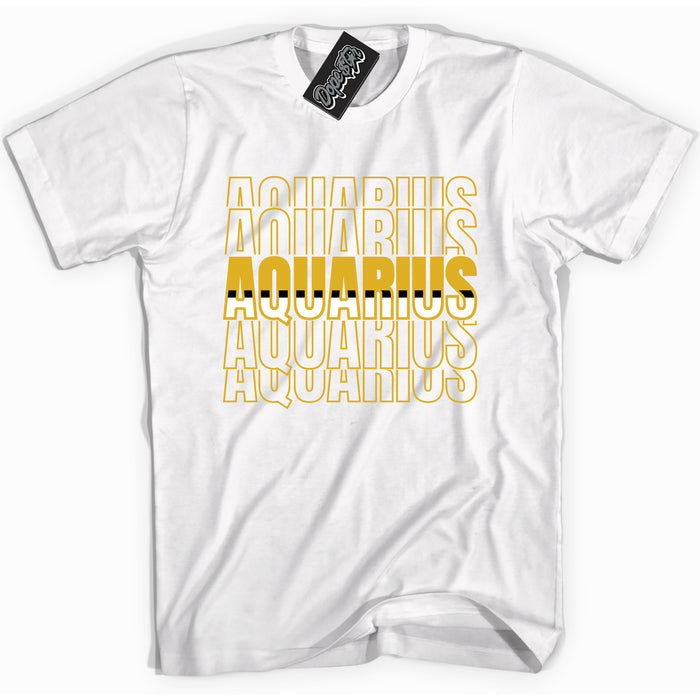 Cool White Shirt With Aquarius  design That Perfectly Matches YELLOW OCHRE 6s Sneakers.