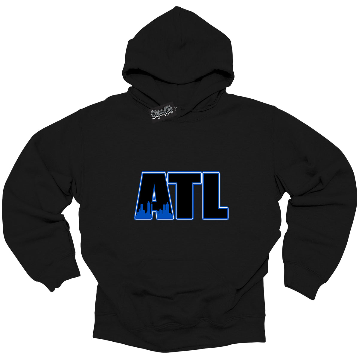 Cool Black Hoodie with “ Atlanta ”  design that Perfectly Matches  Royal Reimagined 1s Sneakers.