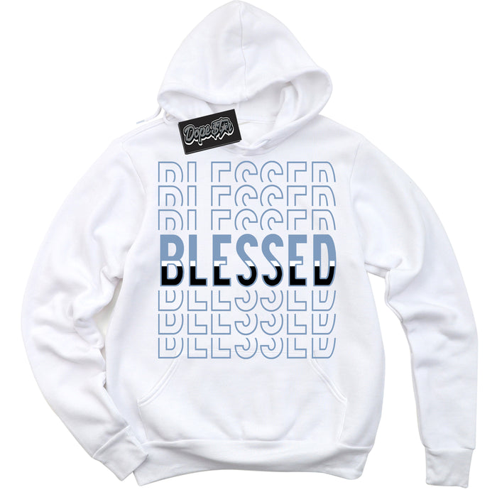 Cool White Hoodie with “ Blessed Stacked ”  design that Perfectly Matches Reverse Oreo 6s Sneakers.