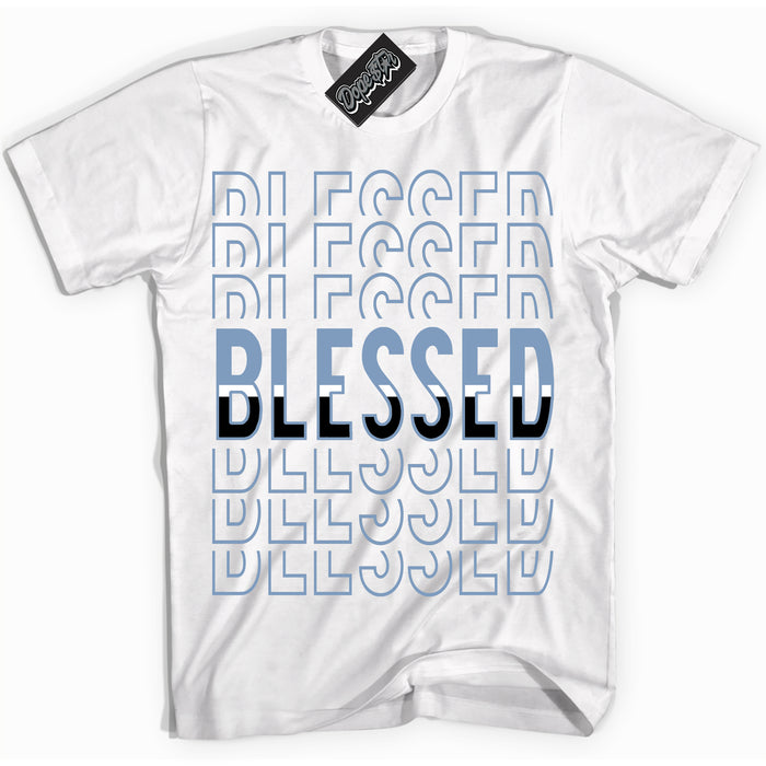 Cool White Shirt with “ Blessed Stacked” design that perfectly matches Reverse Oreo 6s Sneakers.