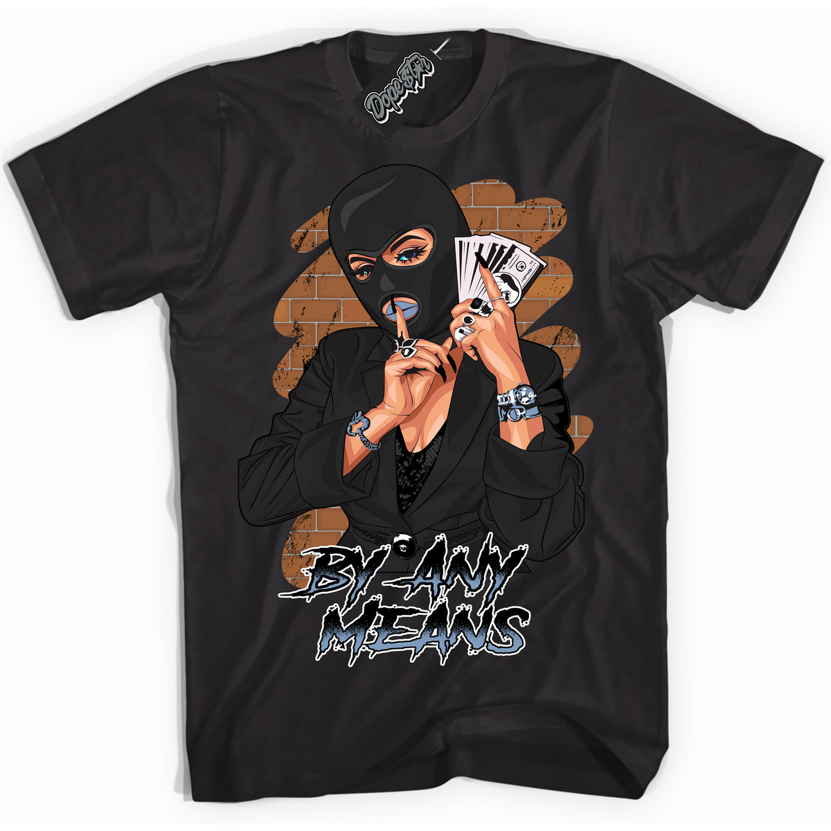 Cool Black Shirt with “ By Any Means” design that perfectly matches Reverse Oreo 6s Sneakers.