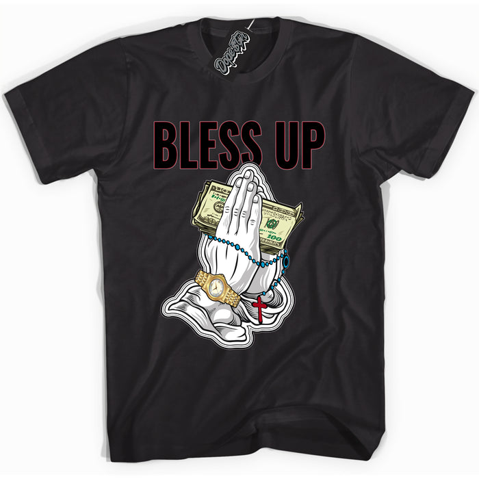 Cool Black Shirt with “ Bless Up” design that perfectly matches Bred Reimagined 4s Jordans.