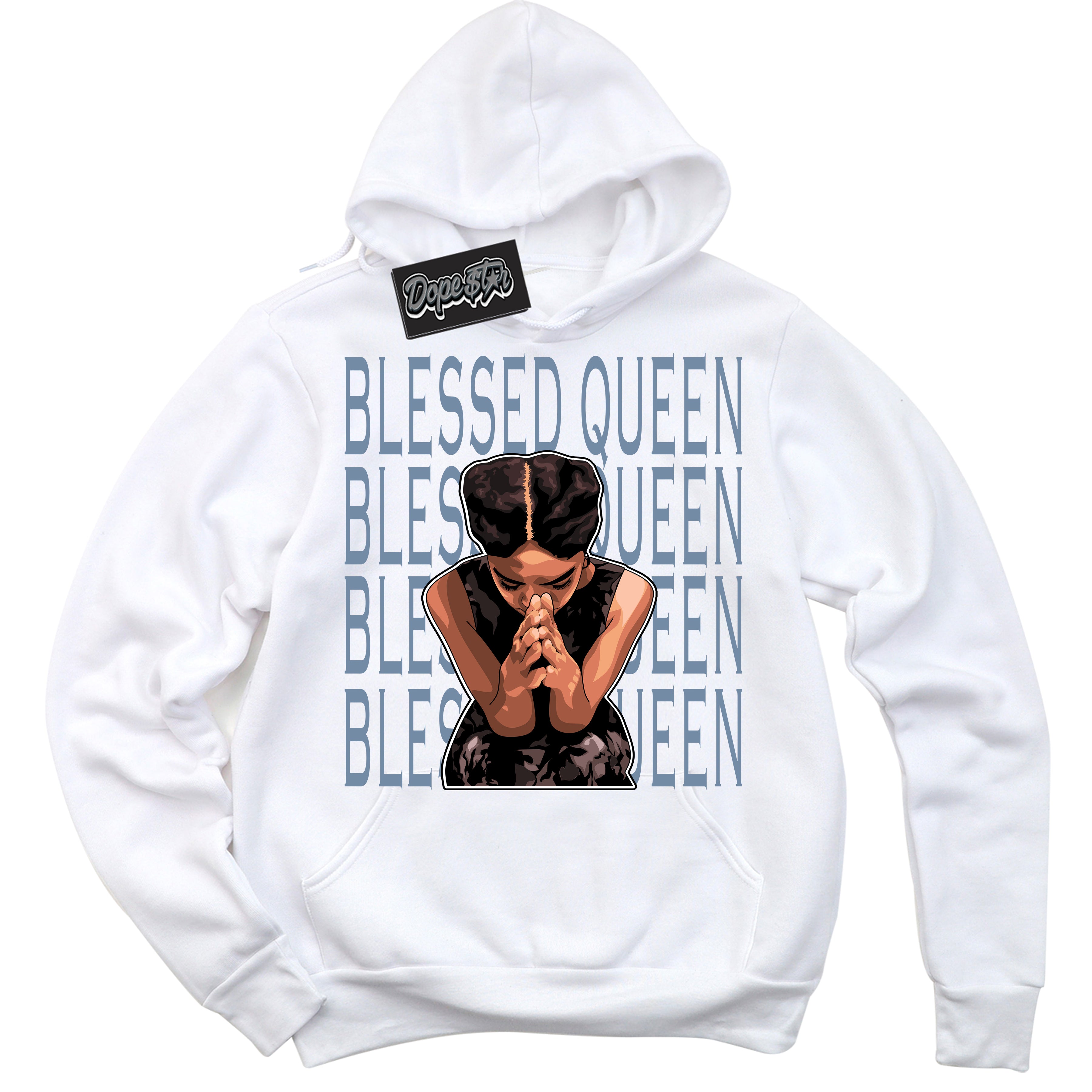 Cool White Hoodie with “ Blessed Queen ”  design that Perfectly Matches Reverse Oreo 6s Sneakers.