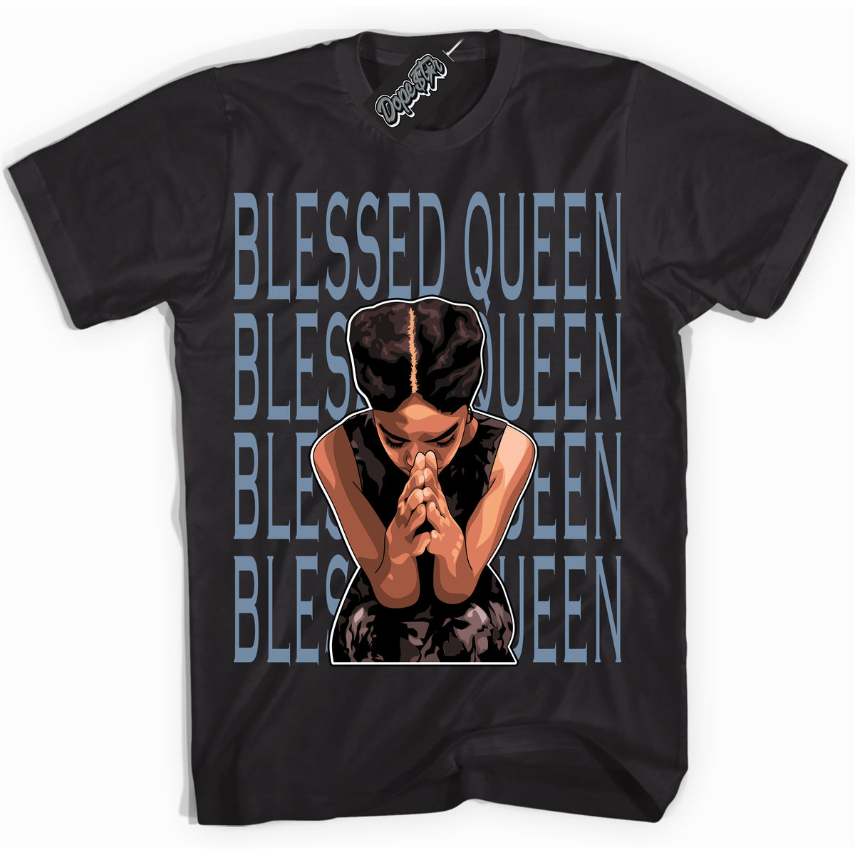 Cool Black Shirt with “ Blessed Queen” design that perfectly matches Reverse Oreo 6s Sneakers.