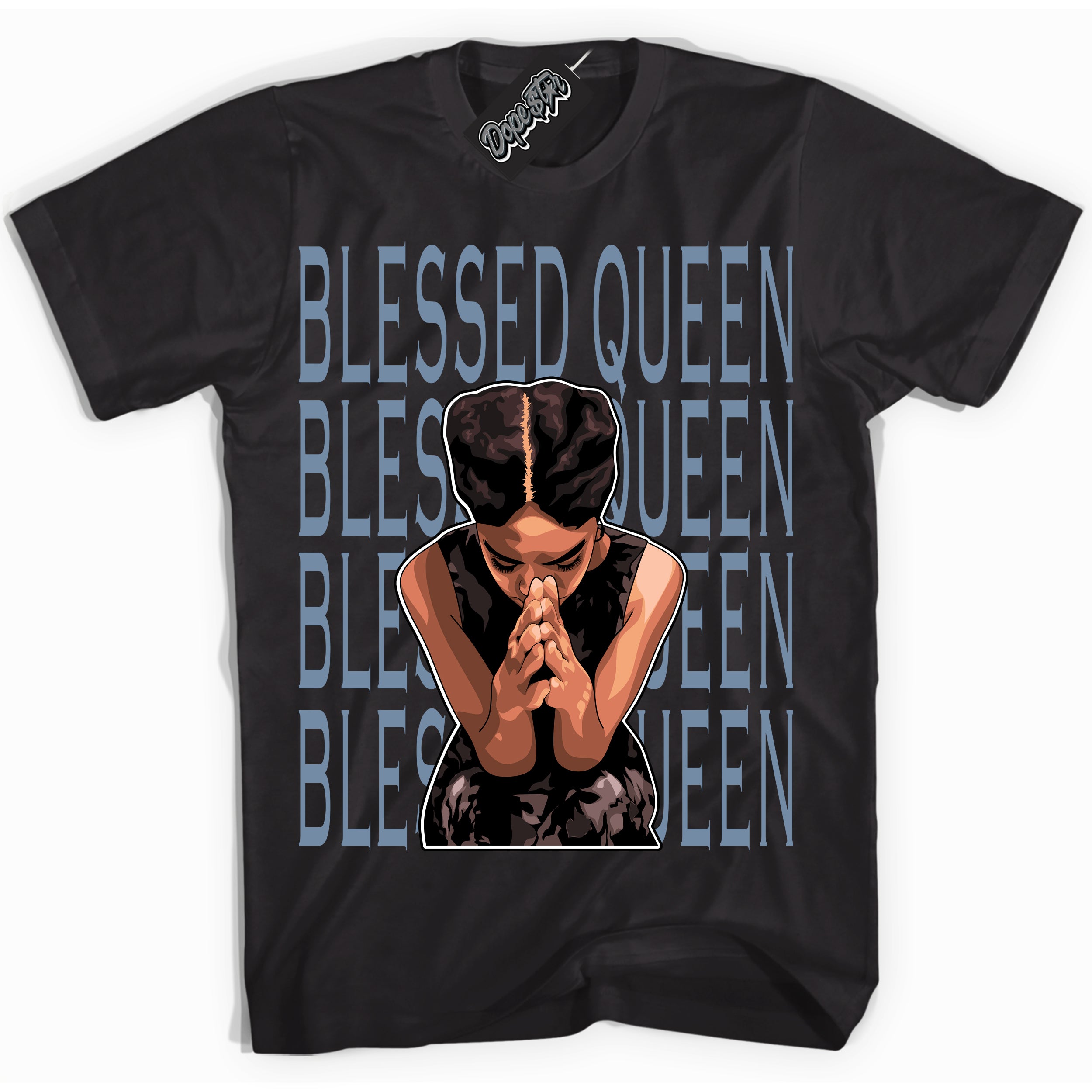 Cool Black Shirt with “ Blessed Queen” design that perfectly matches Reverse Oreo 6s Sneakers.