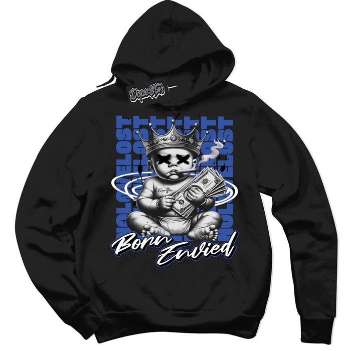Dunk Low Astronomy Blue 'Born Envied' Hoodie – Black Streetwear Sweatshirt | Sneaker Matching Hoodie for Dunk Low Astronomy Blue | Men's & Women's Streetwear Outfit by Sneaker Shirts Outlet.
