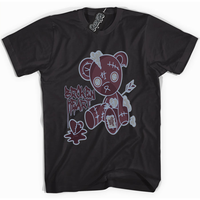 Cool Black Shirt with “ Broken Heart Bear” design that perfectly matches Burgundy 5s Sneakers.