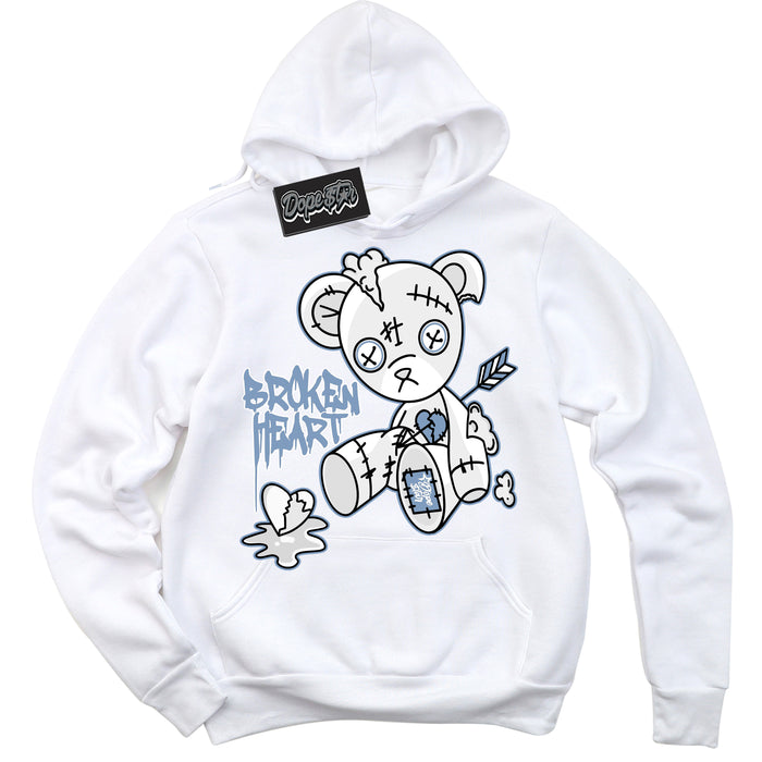 Cool White Hoodie with “ Broken Heart Bear ”  design that Perfectly Matches Reverse Oreo 6s Sneakers.