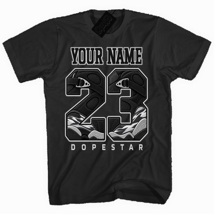Custom name 23 shirt for Jordan 8 Chrome, Black, name on front