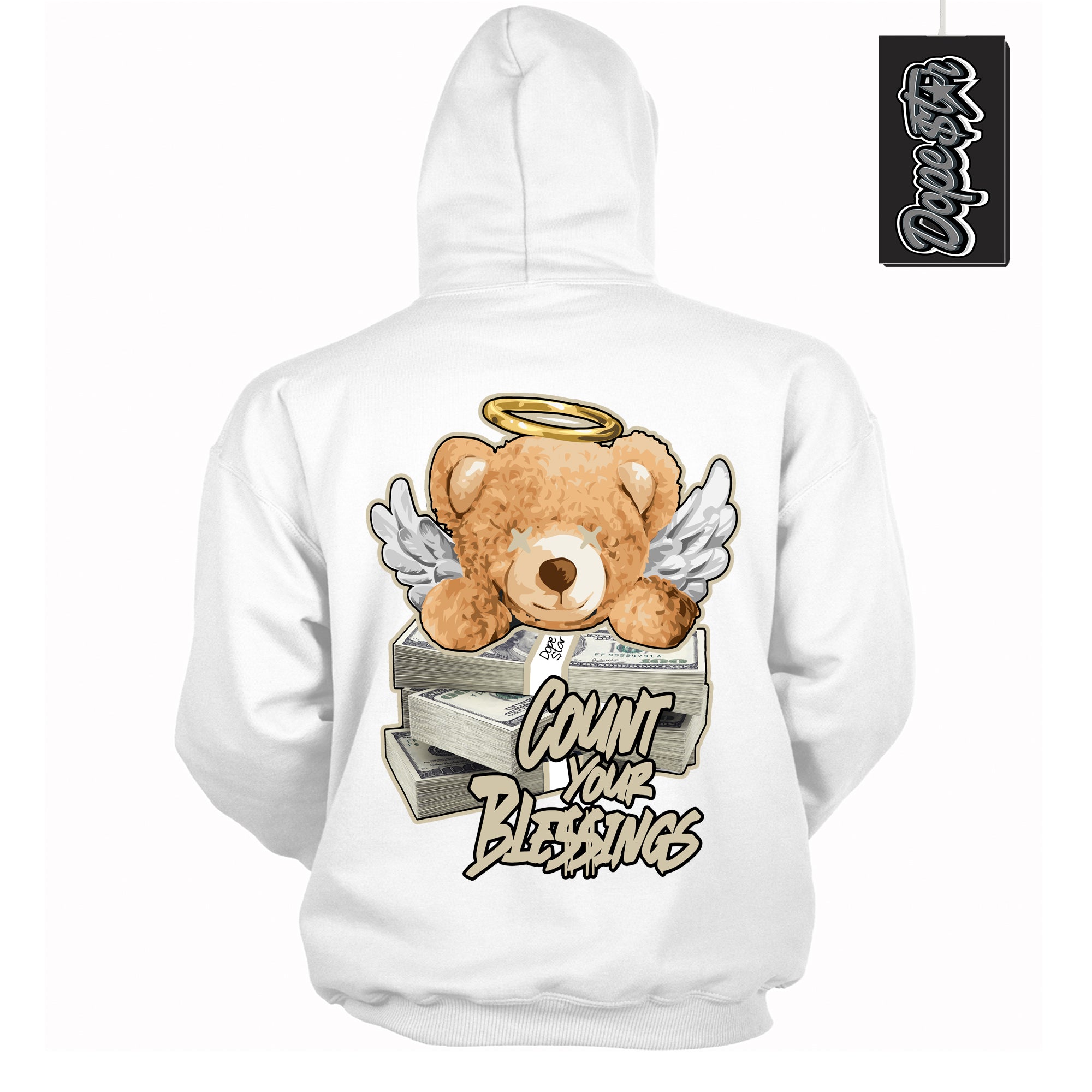 Cool White Hoodie with “ Count Your Blessings ”  design that Perfectly Matches Gratitude 11s Sneakers.