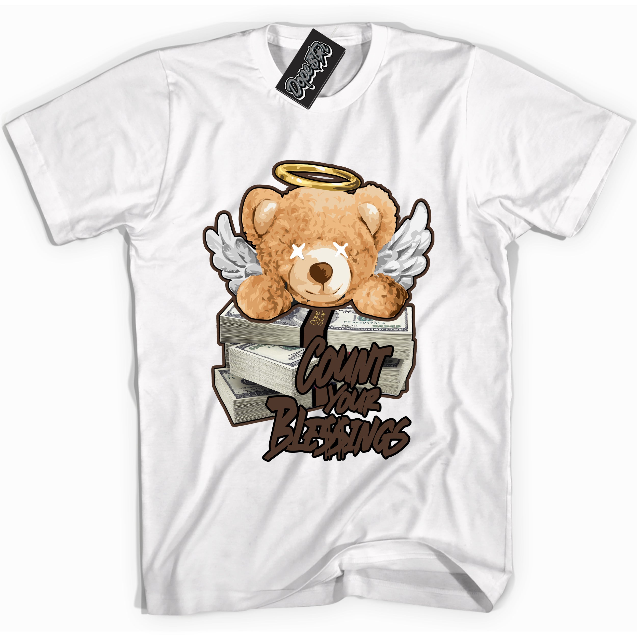 Cool White graphic tee with “ Count Your Blessings ” design, that perfectly matches Palomino 1s sneakers 