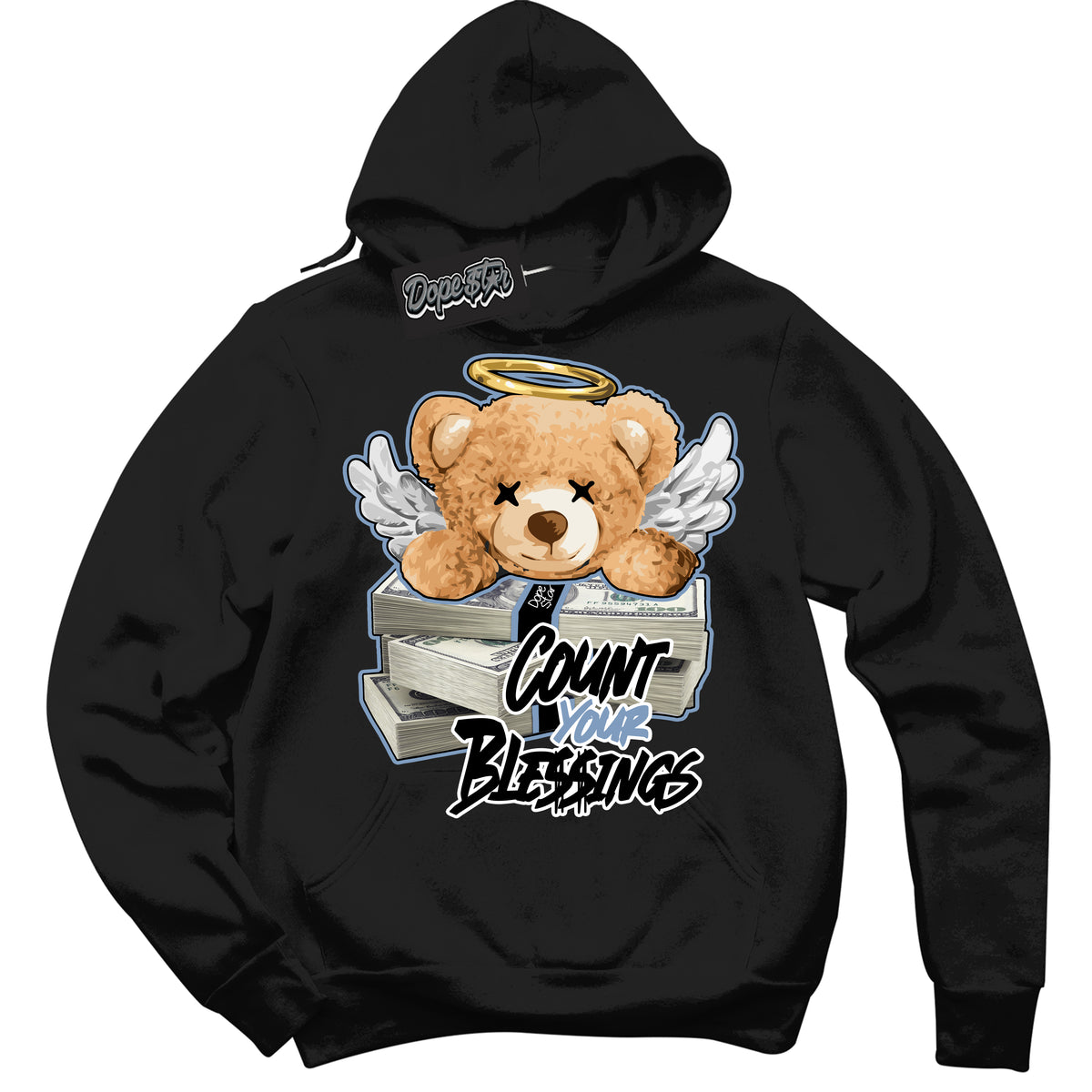 Cool Black Hoodie with “ Count Your Blessings ”  design that Perfectly Matches Reverse Oreo 6s Sneakers.