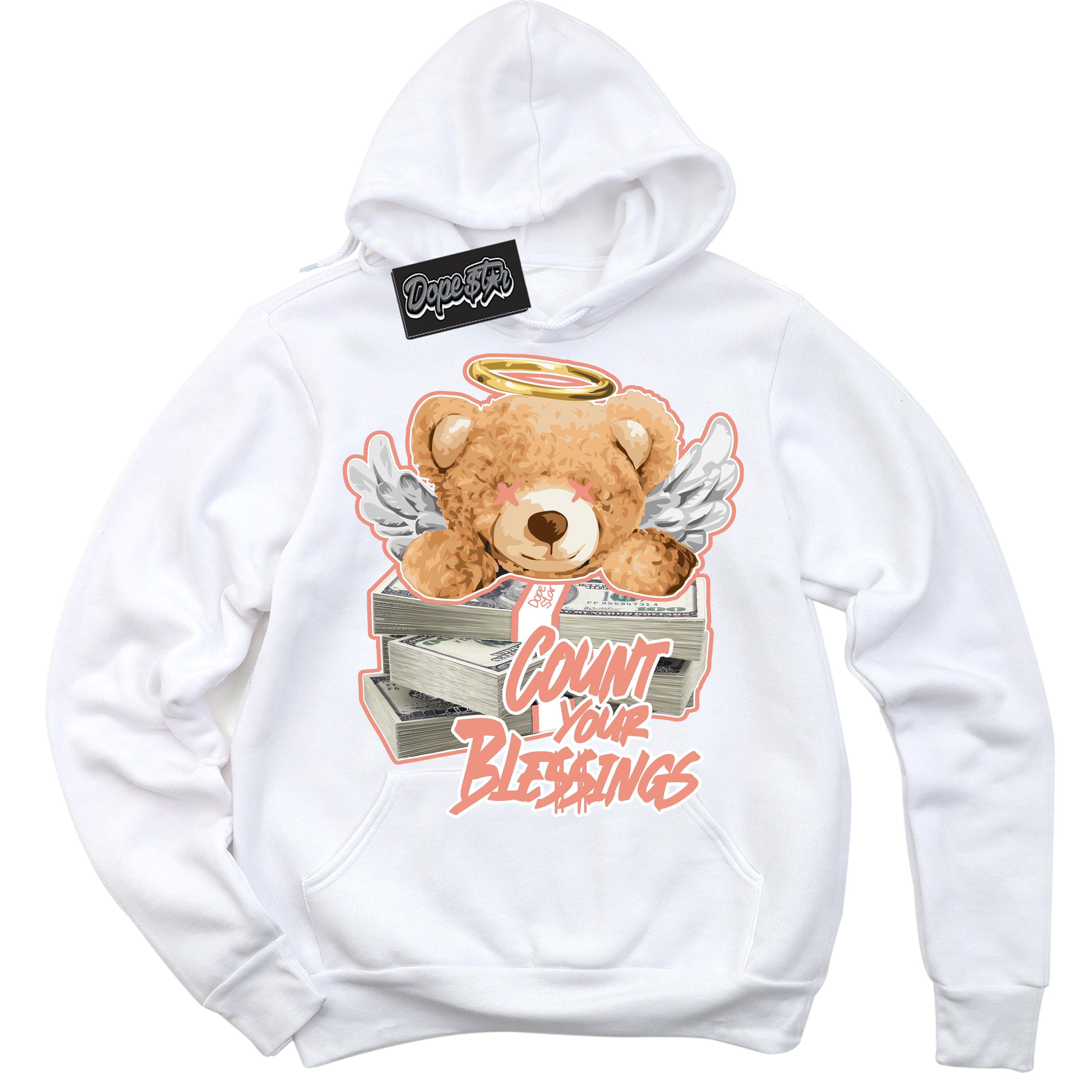 Dunk Low Light Wild Mango 'Count Your Blessings' Hoodie – White Streetwear Sweatshirt | Sneaker Matching Hoodie for Dunk Low Light Wild Mango | Urban Fashion for Count Your Blessings | Men's & Women's Streetwear Outfit by Sneaker Shirts Outlet.