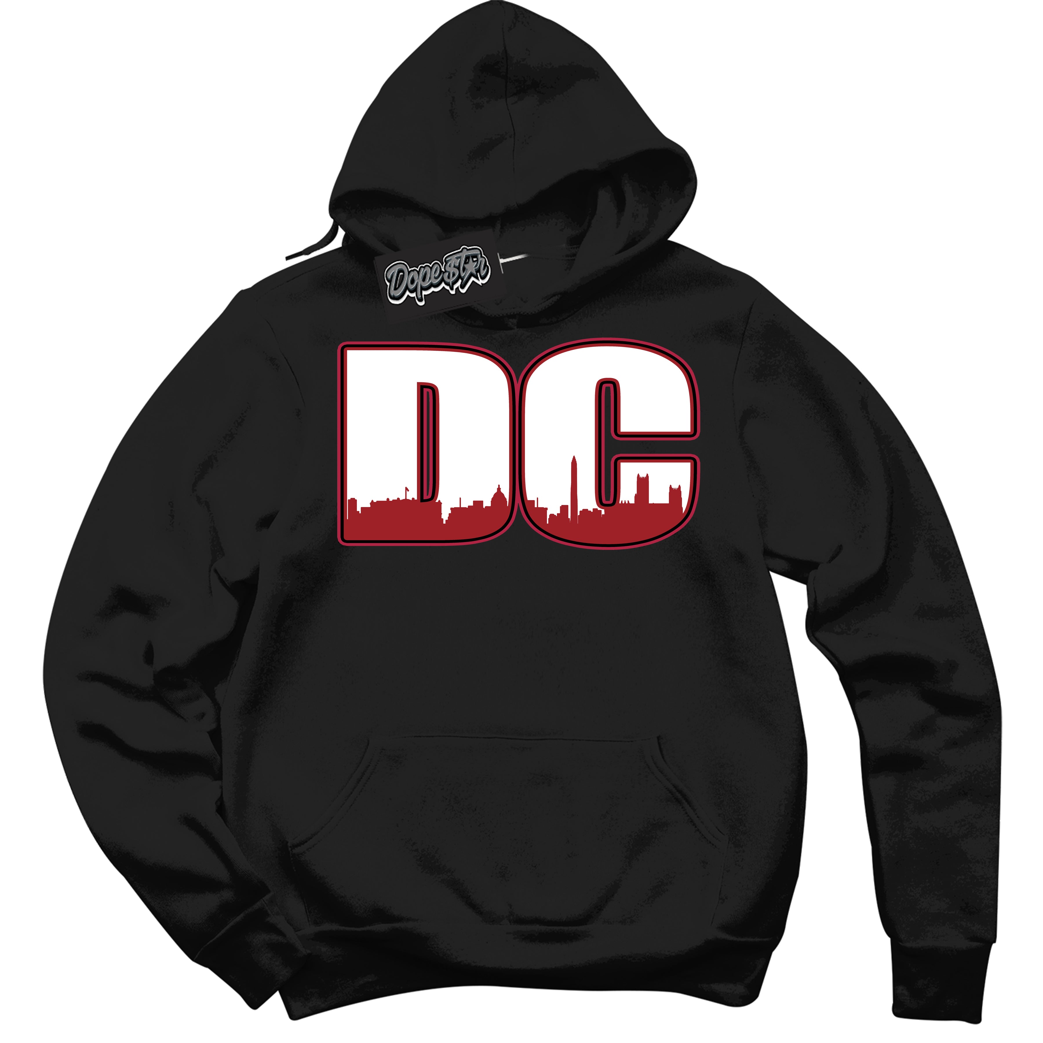 Cool Black Hoodie With “ DC “ Design That Perfectly Matches Lost And Found 1s Sneakers