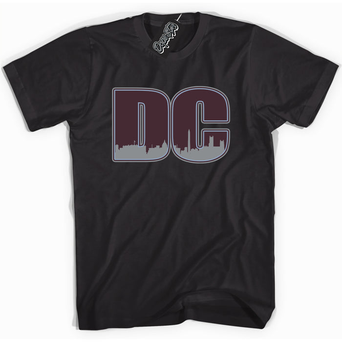 Cool Black Shirt with “ DC” design that perfectly matches Burgundy 5s Sneakers.