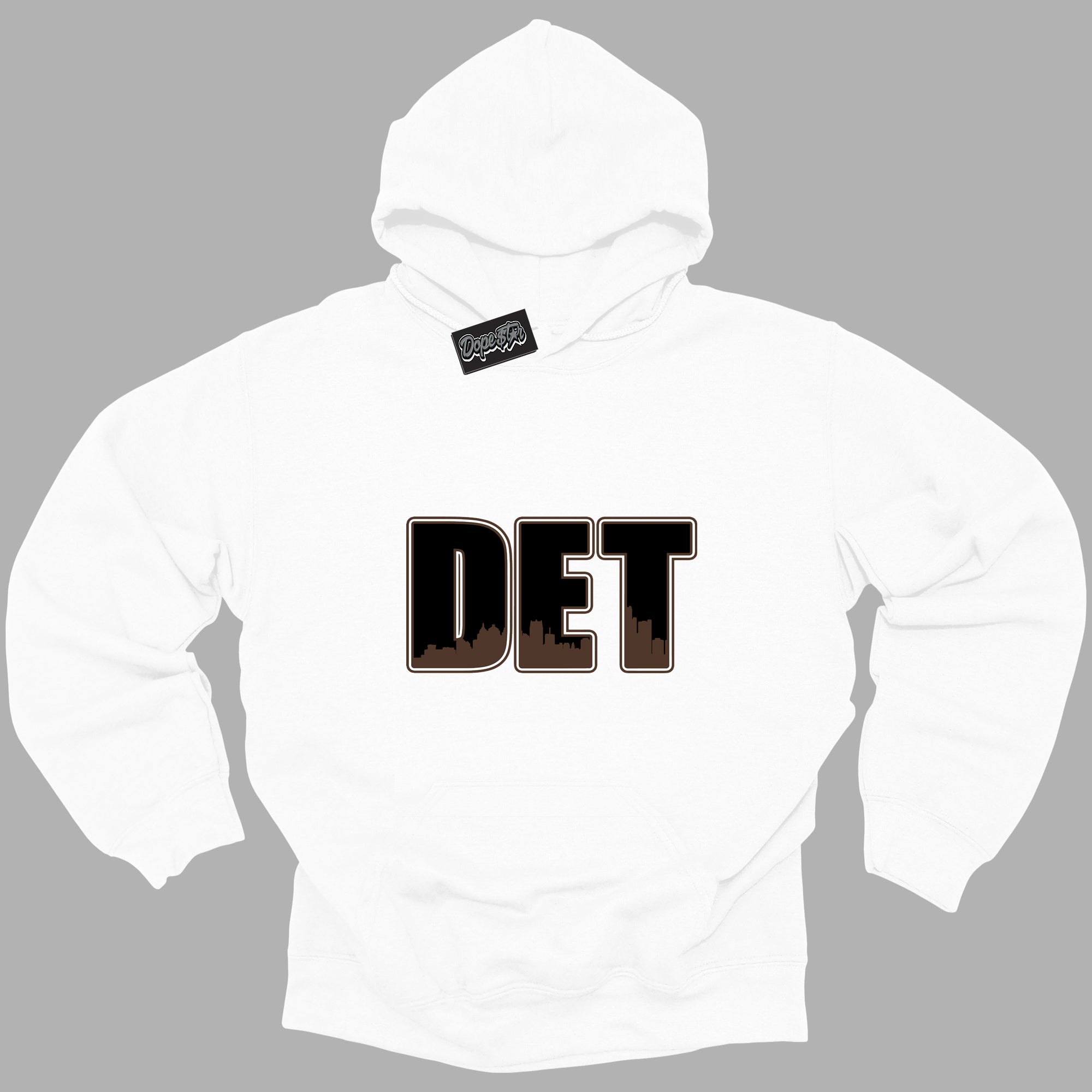 Cool White Graphic DopeStar Hoodie with “ Detroit “ print, that perfectly matches Palomino 1s sneakers