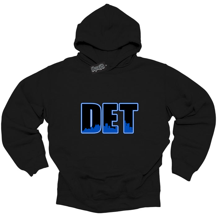 Cool Black Hoodie with “ Detroit ”  design that Perfectly Matches  Royal Reimagined 1s Sneakers.