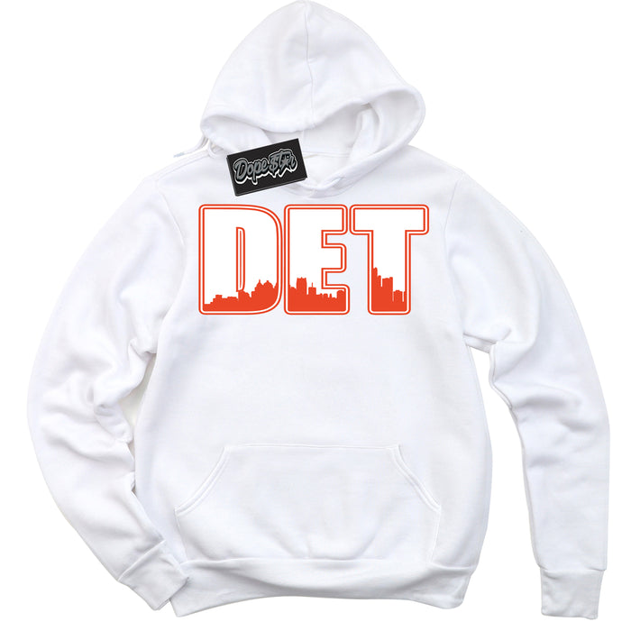 Nike Dunk Low Retro Cosmic Clay 'Detroit' Hoodie - White Streetwear Mockup | Sneakerhead Sweatshirt Matching Nike Dunk Low Retro Cosmic Clay | Limited Edition Urban Streetwear for Sneaker Matching OOTD | Outfits that pair perfectly with your ND Low Retro Cosmic Clay | Sneakerhead Fashion Must-Have Apparel for Men and Women.