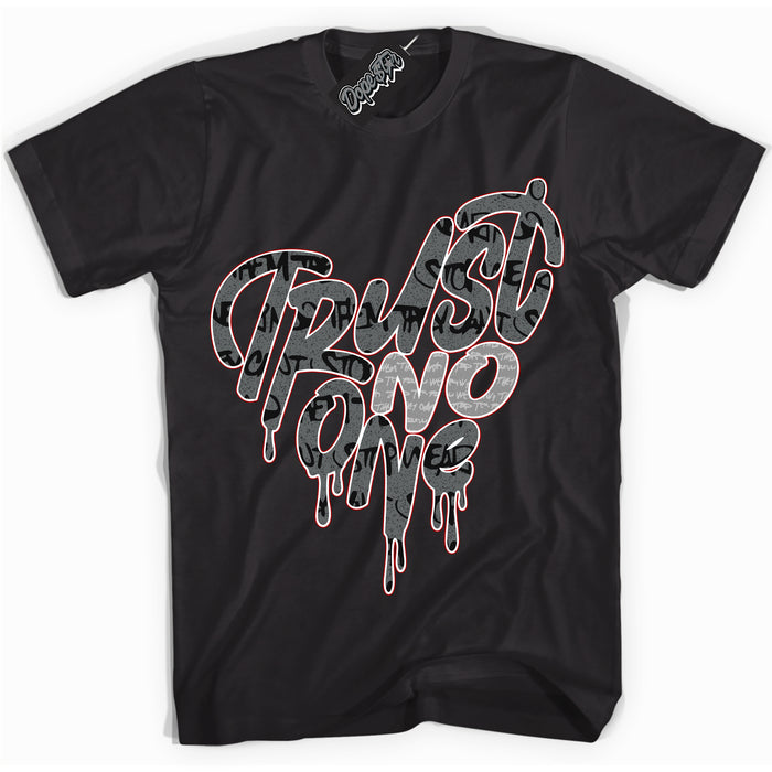 Cool Black Shirt with “ Trust No One Heart ” design that perfectly matches Rebellionaire 1s Sneakers.