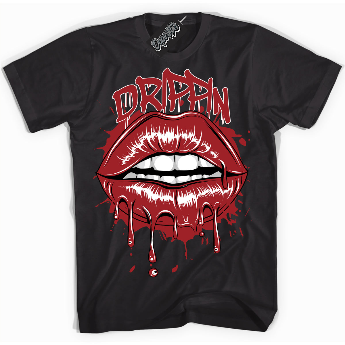 Cool Black graphic tee with “ Drippin ” print, that perfectly matches Lost And Found 1s sneakers 