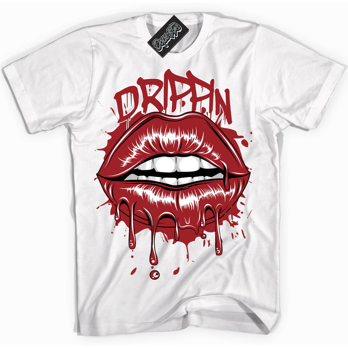Cool White graphic tee with “ Drippin ” print, that perfectly matches Lost And Found 1s sneakers 